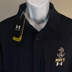 NWT Under Armour Men's navy blue U.S. Navy midshipmen golf polo shirt XL NEW